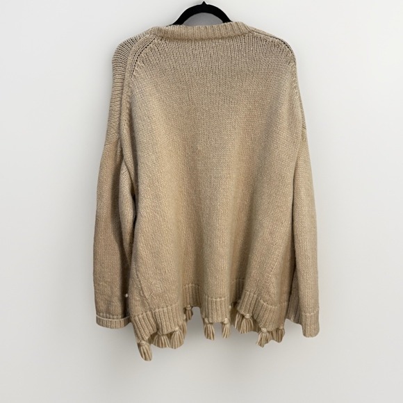 Kate Spade Broome Street | Alpaca Fringe Pullover Sweater | Tan Cozy Soft Sz XL - Picture 7 of 9